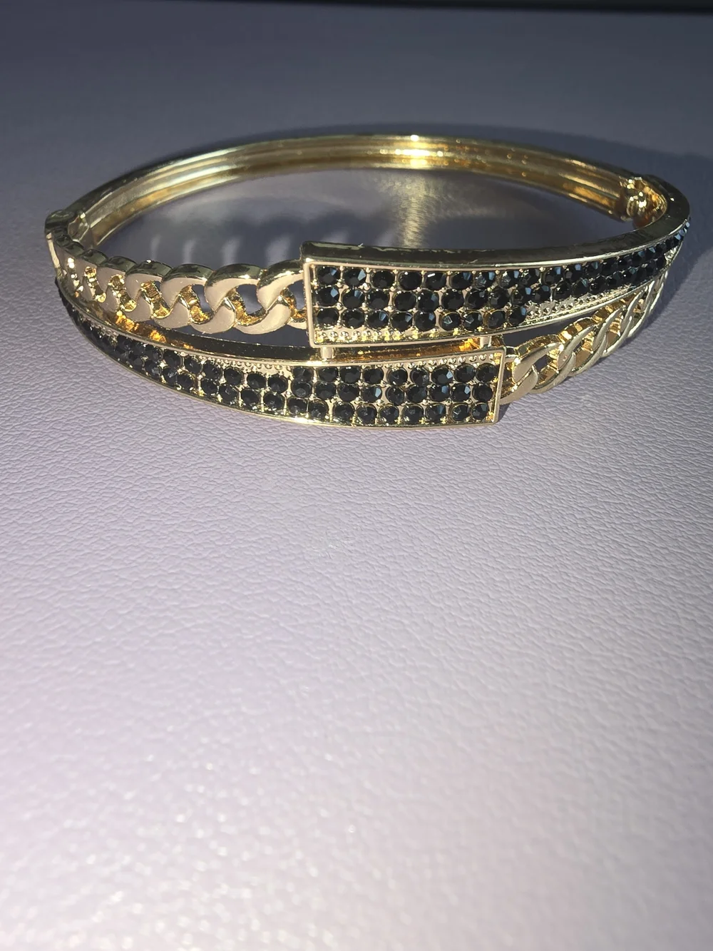 Gold-Tone Bracelet with Black Crystal Pavé Accent, Like New
